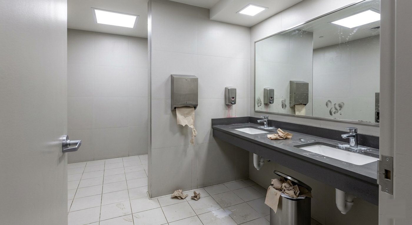 Same commercial restroom before the KO clean