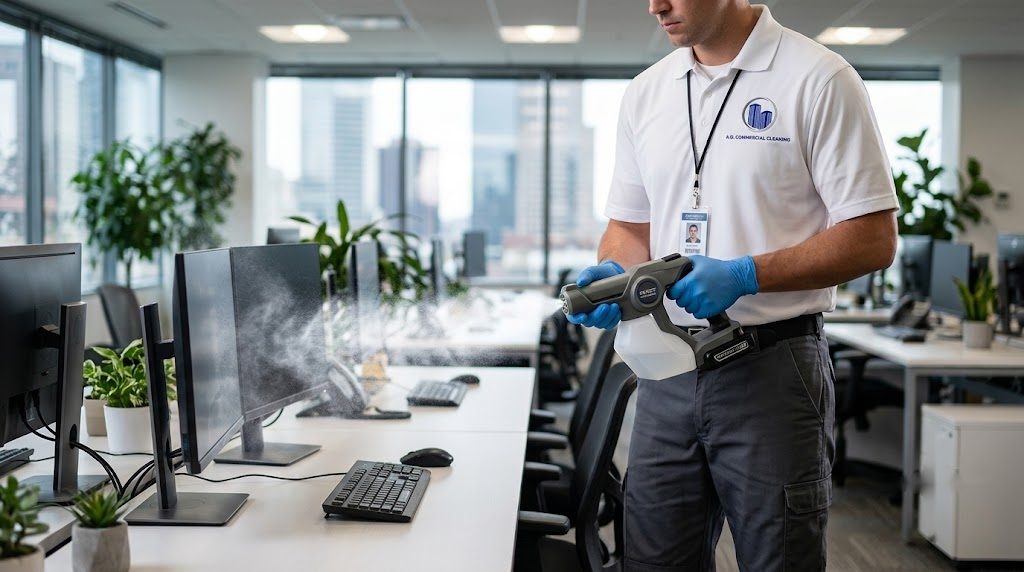 KO Commercial Cleaning electrostatic disinfection of an office