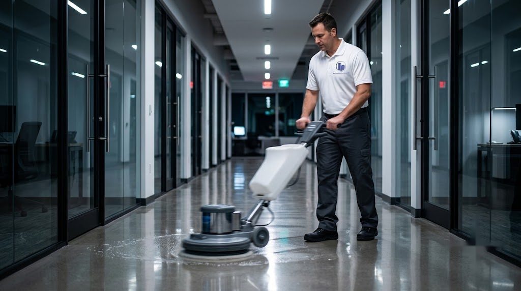 KO Commercial Cleaning crew performing floor care