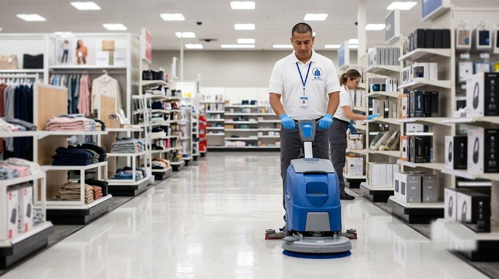 KO Commercial Cleaning servicing a retail store floor
