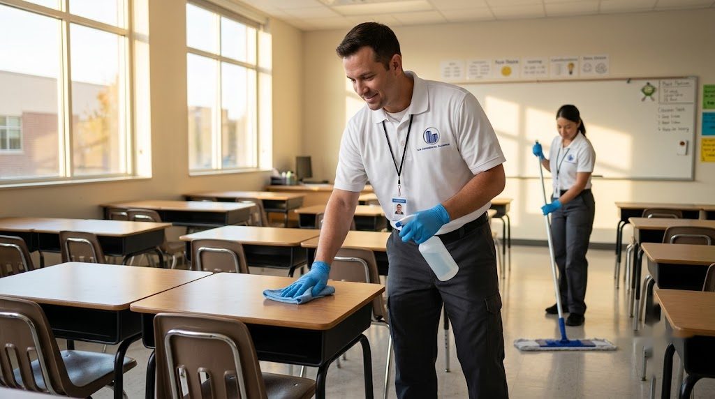 KO Commercial Cleaning cleaning a school classroom