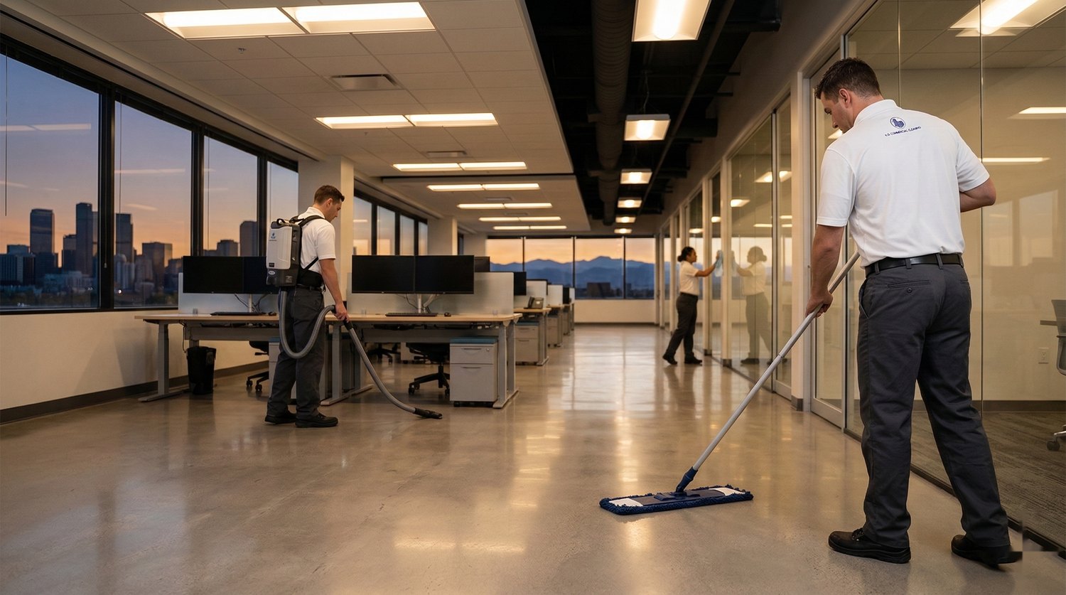 The K.O. Commercial Cleaning crew delivering full-service commercial cleaning across Denver Metro
