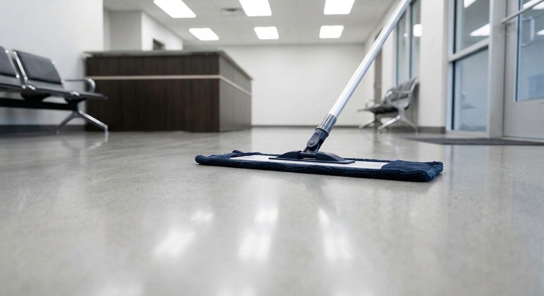 KO flat-mop system replaced continuously during each clean